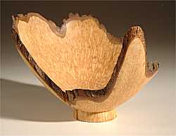 Spalted hawthorn vase with natural edge